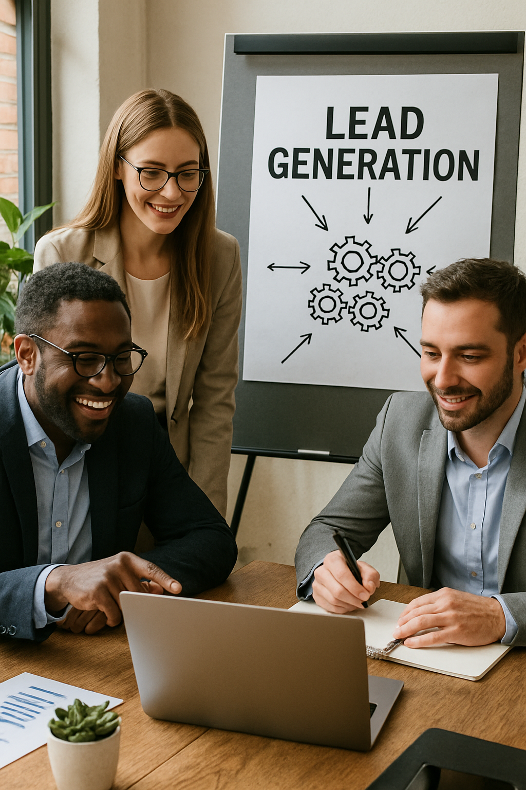 This scene captures the essence of tailored lead generation strategies in action emphasizing collaboration and innovation-2