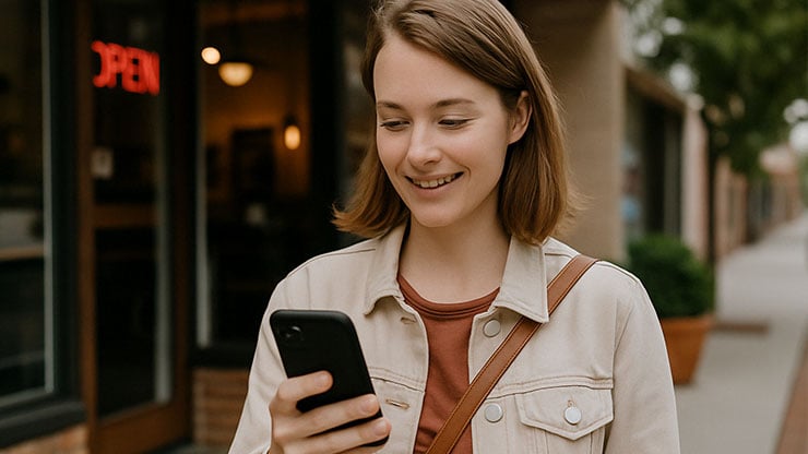 Customer searching for a local business on their phone.
